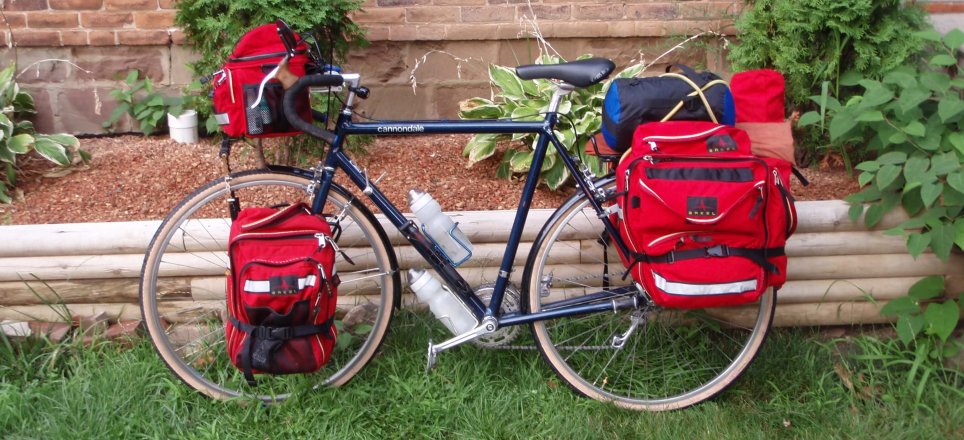 My Cannondale 1983s loaded up with a full complement of Arkel GT series panniers!
